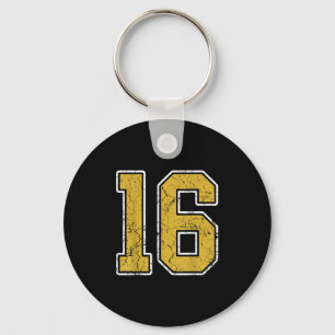 Old Gold Black White Srts Number 16 Jersey Uniform Key Ring