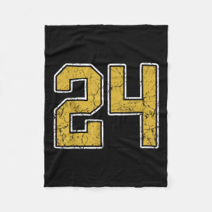 Old Gold Black White Srts Number 24 Jersey Uniform Fleece Blanket