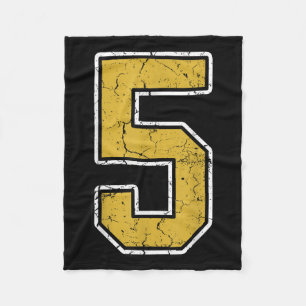 Old Gold Black White Srts Number 5 Jersey Uniform Fleece Blanket