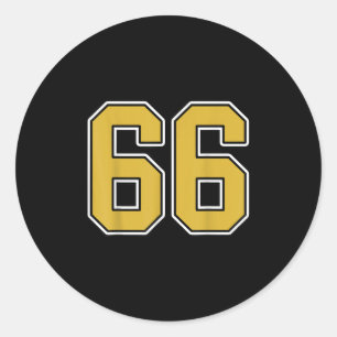 Old Gold Black White Srts Number 66 Jersey Uniform Classic Round Sticker