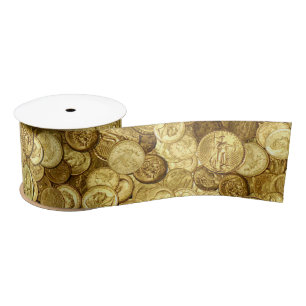 Old Gold Coin Collection Satin Ribbon