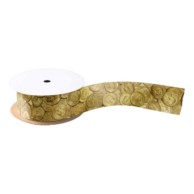 Old Gold Coin Collection  Satin Ribbon (Spool)