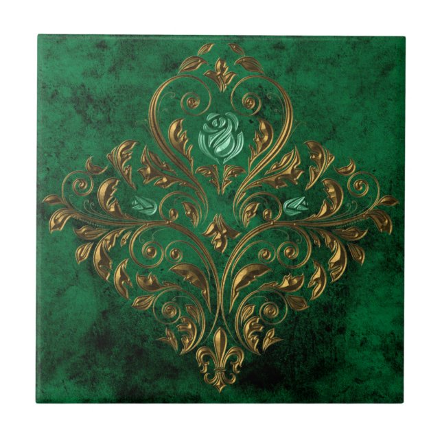 Old Gold Emerald Ceramic Tile (Front)