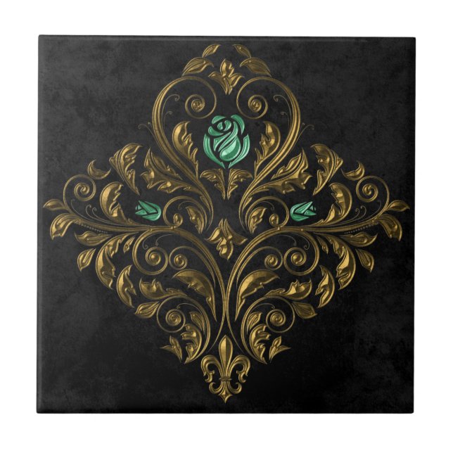 Old Gold Emerald Ceramic Tile (Front)