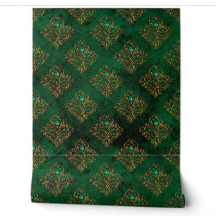 Old Gold Emerald French  Wallpaper