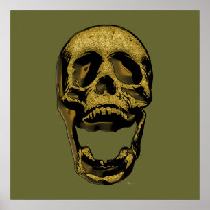 Old Gold Skull Poster