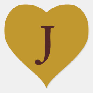 old gold with letter J Heart Sticker