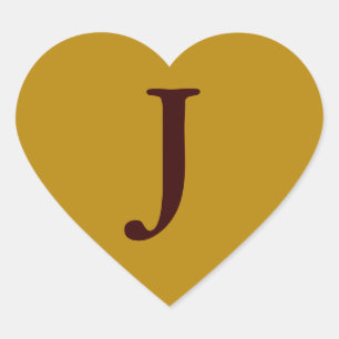 old gold with letter J Heart Sticker