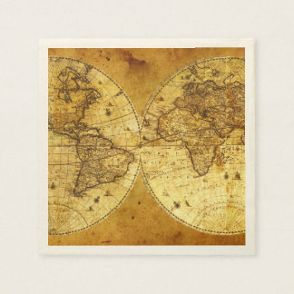 Old Golden World Map Napkin