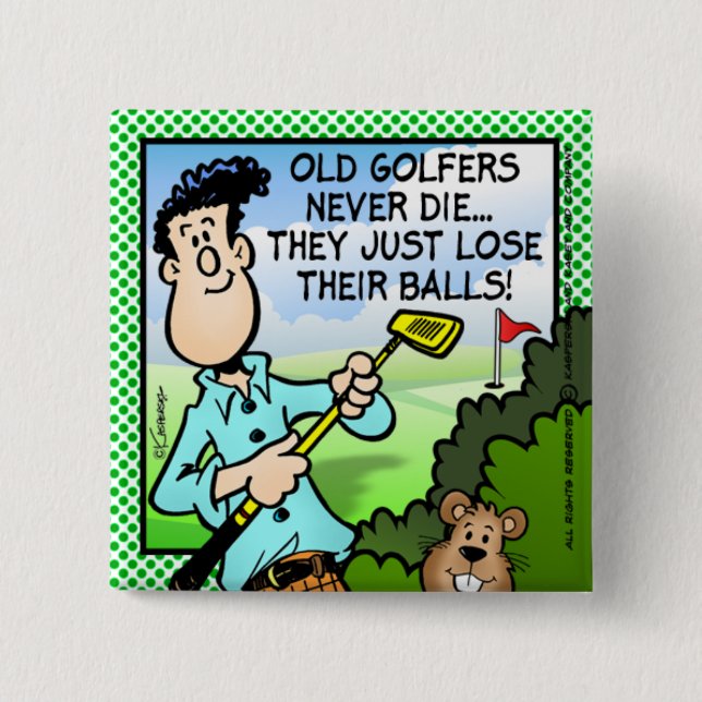 Old Golfer 15 Cm Square Badge (Front)