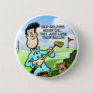 Old Golfer 6 Cm Round Badge