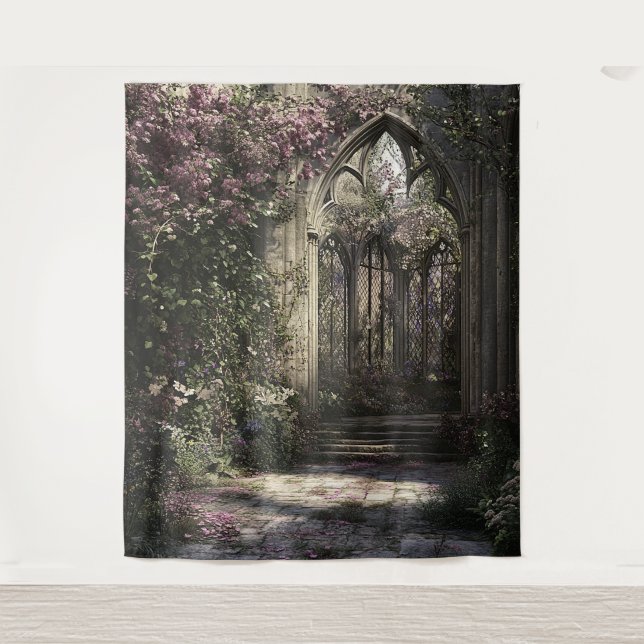 Old Gothic Castle Garden Photo Booth Prop Backdrop Tapestry (Front)