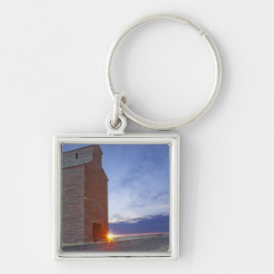 Old granary at Collins Montana at sunrise Key Ring