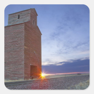 Old granary at Collins Montana at sunrise Square Sticker