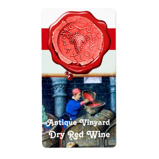 OLD GRAPE VINEYARD RED WINE BARRELS WAX SEAL (Front)