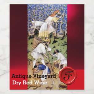 OLD GRAPE VINEYARD WINE ,RED WAX SEAL MONOGRAM LABEL