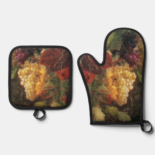 OLD GRAPE VINEYARD  WINE TASTING PARTY OVEN MITT & POT HOLDER SET (Front)