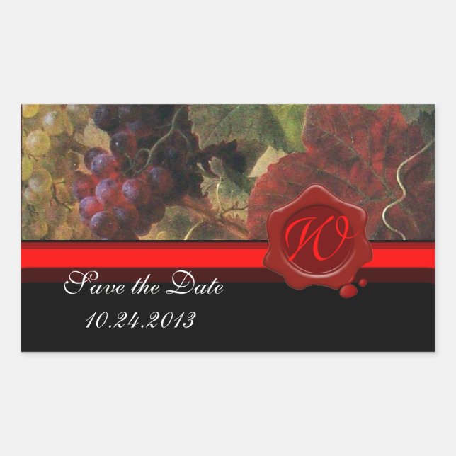 OLD GRAPE VINEYARD WINE TASTING PARTY,RED WAX SEAL (Front)