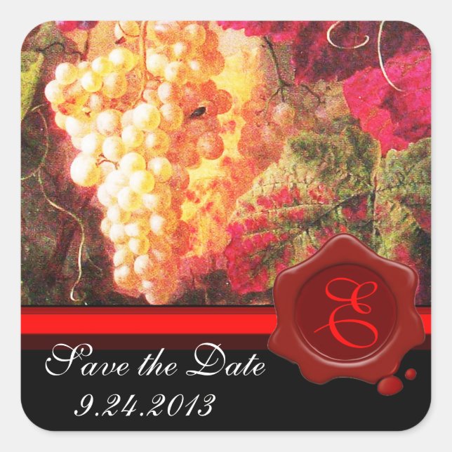 OLD GRAPE VINEYARD WINE TASTING PARTY,RED WAX SEAL (Front)