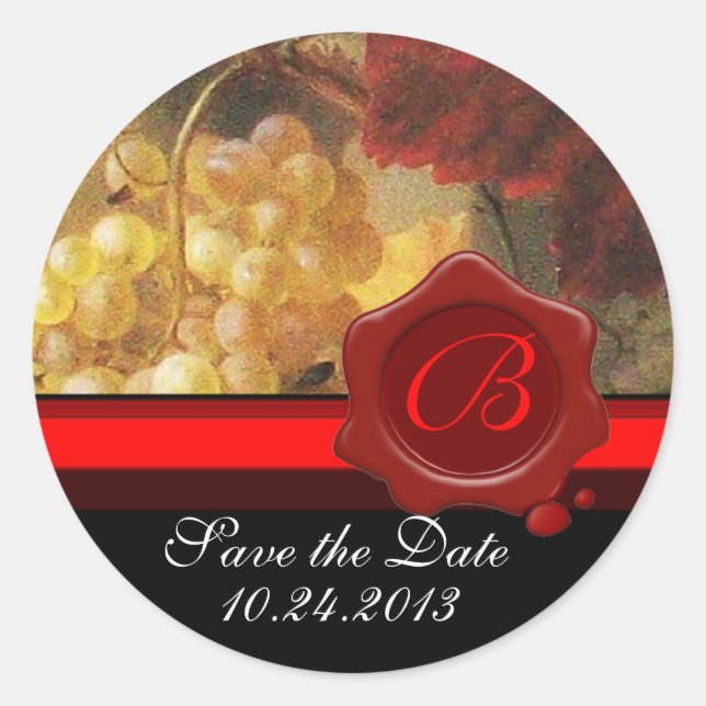 OLD GRAPE VINEYARD WINE TASTING PARTY,RED WAX SEAL (Front)