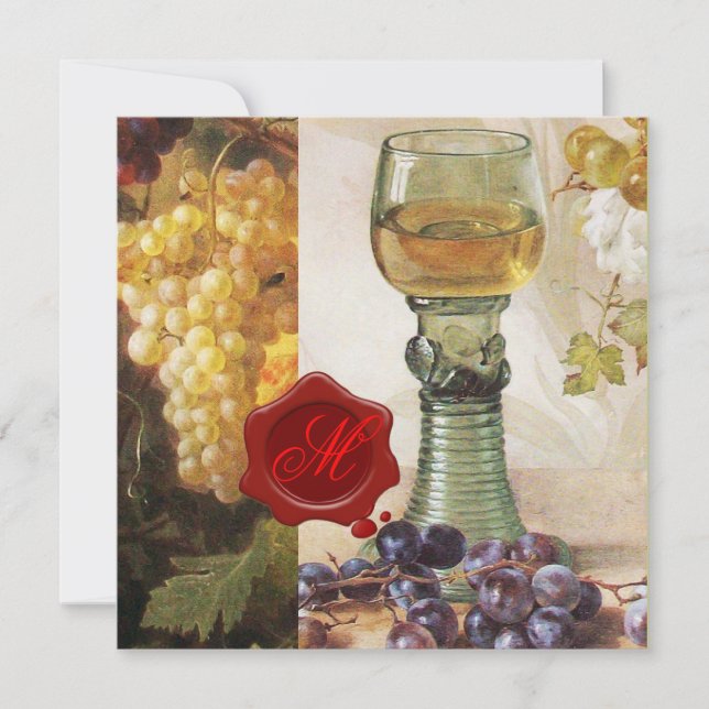 OLD GRAPE VINEYARD WINE TASTING PARTY RED WAX SEAL INVITATION (Front)