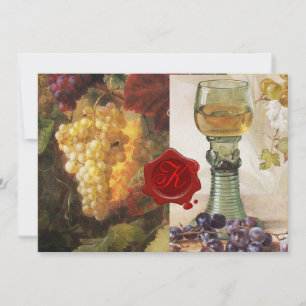 OLD GRAPE VINEYARD WINE TASTING PARTY RED WAX SEAL INVITATION
