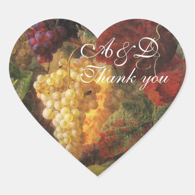 OLD GRAPE VINEYARD WINE TASTING PARTY,Thank You Heart Sticker (Front)