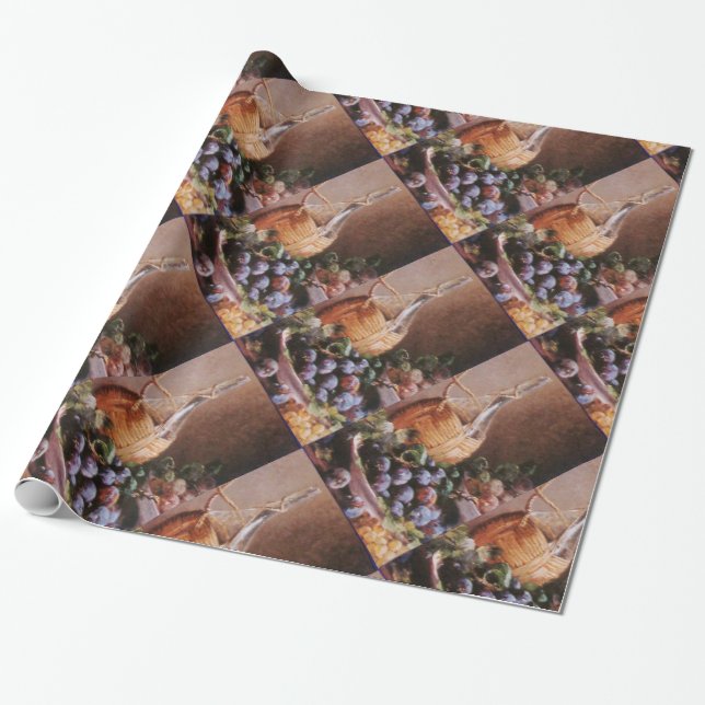 OLD GRAPE VINEYARD WINE TASTING PARTY WRAPPING PAPER (Unrolled)