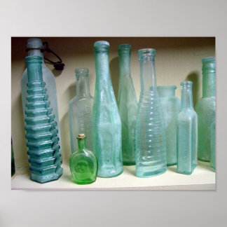 Old Green Glass Bottles Poster