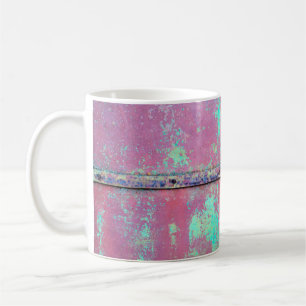 Old green painted wall with rust texture. Grunge r Coffee Mug