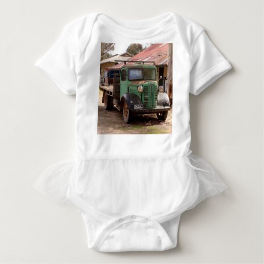 Old green truck baby bodysuit