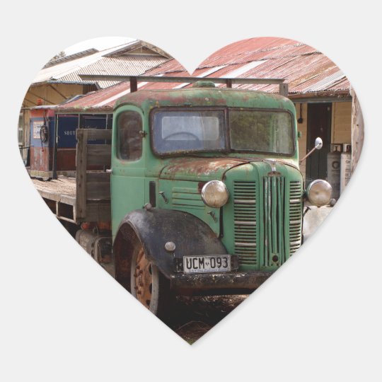 Old green truck heart sticker