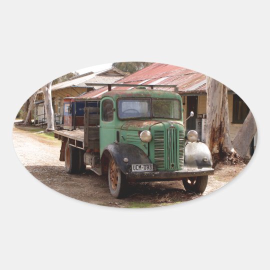 Old green truck oval sticker