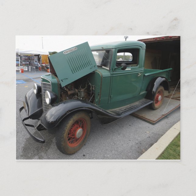 Old Green Truck Postcard (Front)