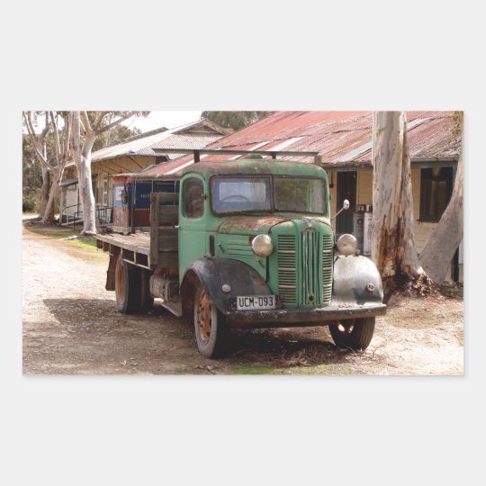 Old green truck rectangular sticker