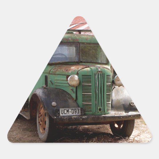 Old green truck triangle sticker