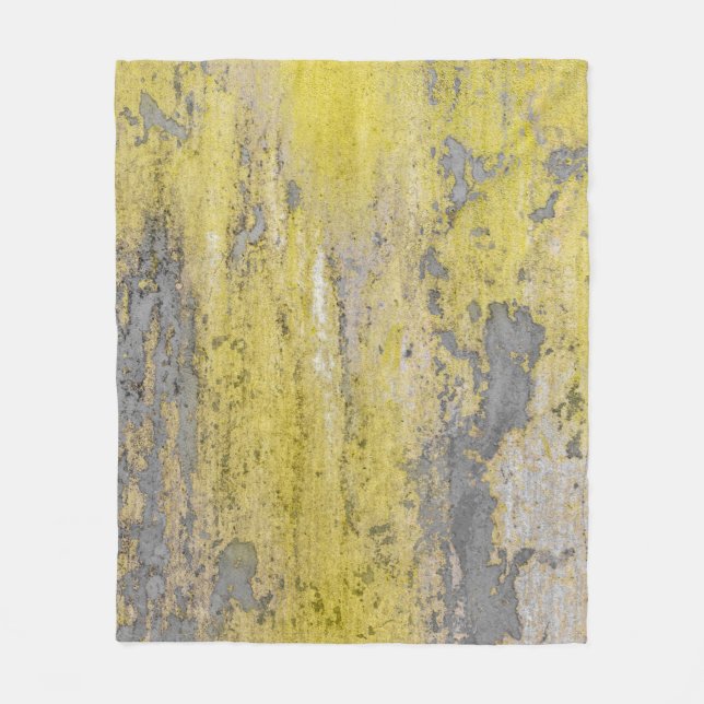 Old grey concrete wall with peeling yellow paint.  fleece blanket (Front)