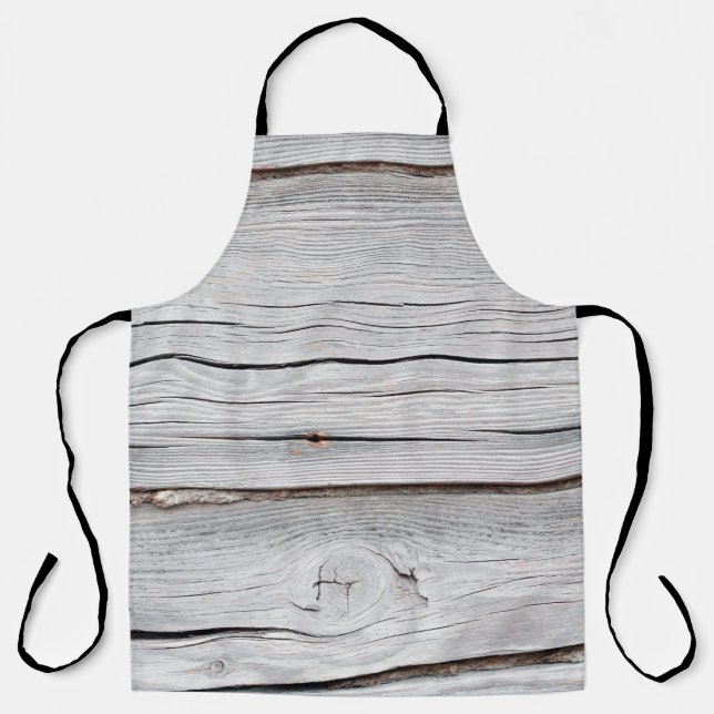 Old grey wooden plank wall textureabstract,backgro apron (Front)