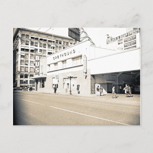 Old Greyhound Depot Postcard (Front)