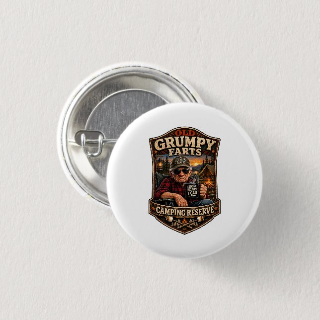 Old Grumpy Farts Camping Reserve 3 Cm Round Badge (Front & Back)