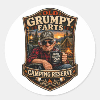 Old Grumpy Farts Camping Reserve Classic Round Sticker