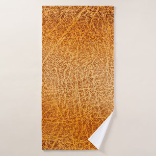 Old grunge brown leather texture bath towel