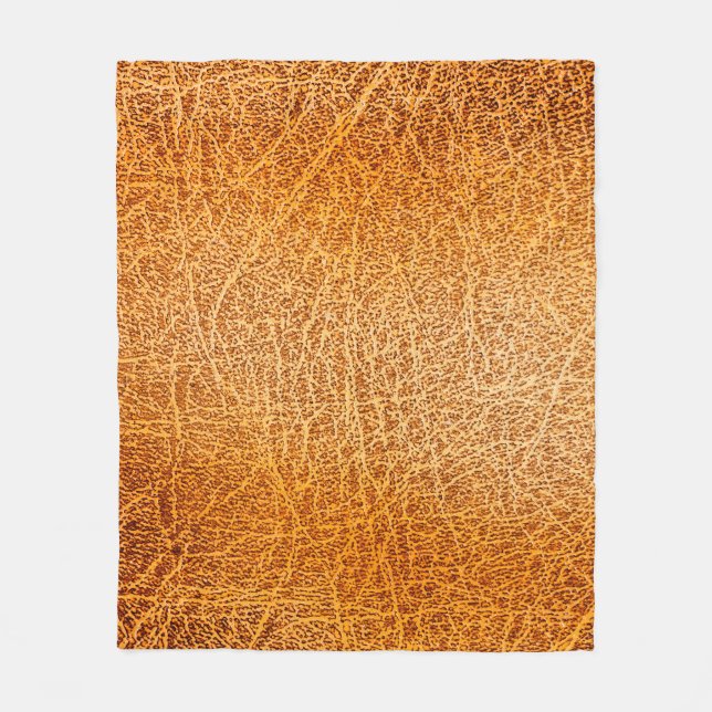 Old grunge brown leather texture fleece blanket (Front)