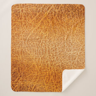 Old grunge brown leather texture sherpa blanket