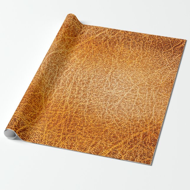 Old grunge brown leather texture wrapping paper (Unrolled)