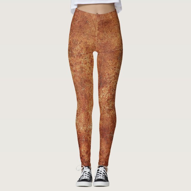 Old Grunge Rustic Metal Texture Leggings (Front)