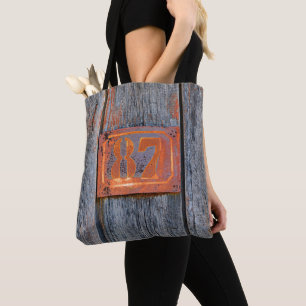 Old Grunge Rusty Metal House Number No. 87 Photo - Tote Bag