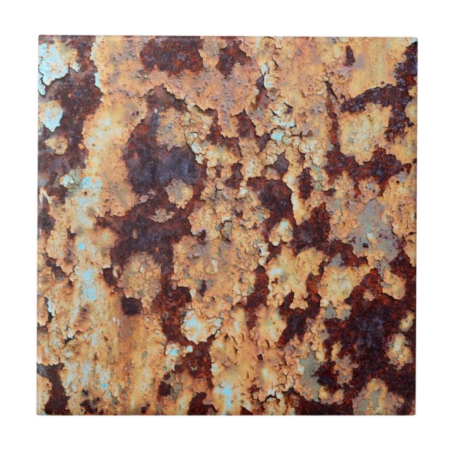 old grunge rusty metal sheet texture background pa ceramic tile (Front)