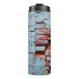 Old grungy brick wall with natural defects. Scratc Thermal Tumbler