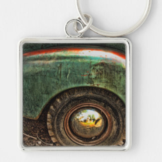 Old Grungy Green Truck -Keychain Key Ring